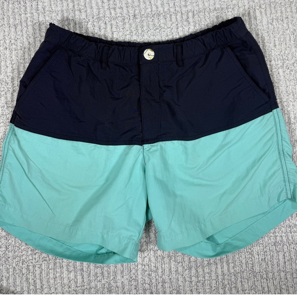 Chubbies Swim Trunks Mens Small Navy Blue Mint Green Colorblock Board Shorts